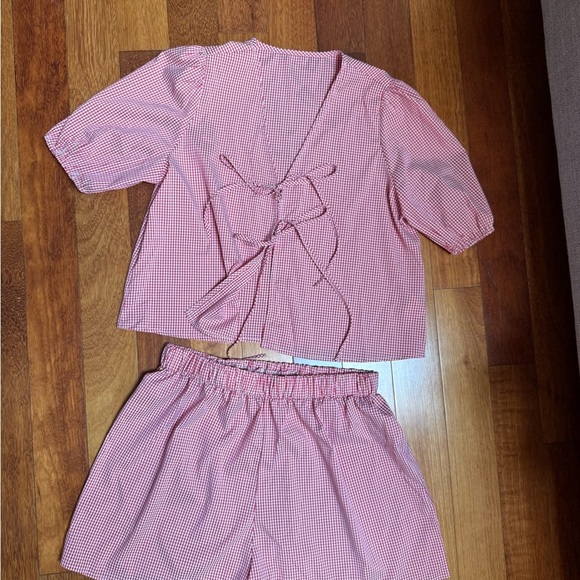 No Brand | Red & white matching gingham short set size large - Picture 1 of 4